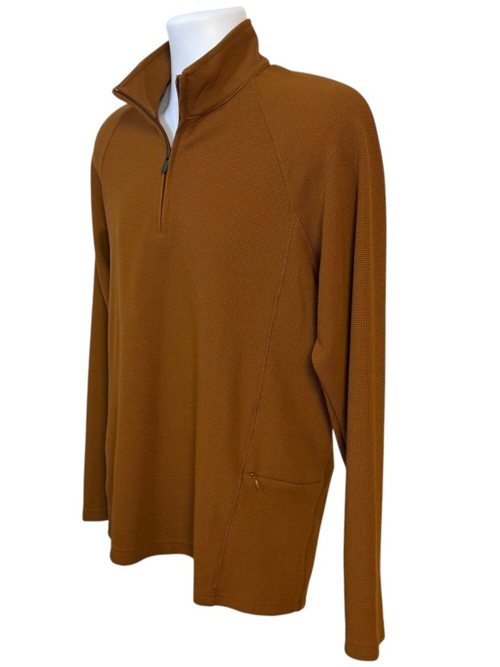 Lands' End Men's Small Quarter Zip Pullover Rust Performance Top